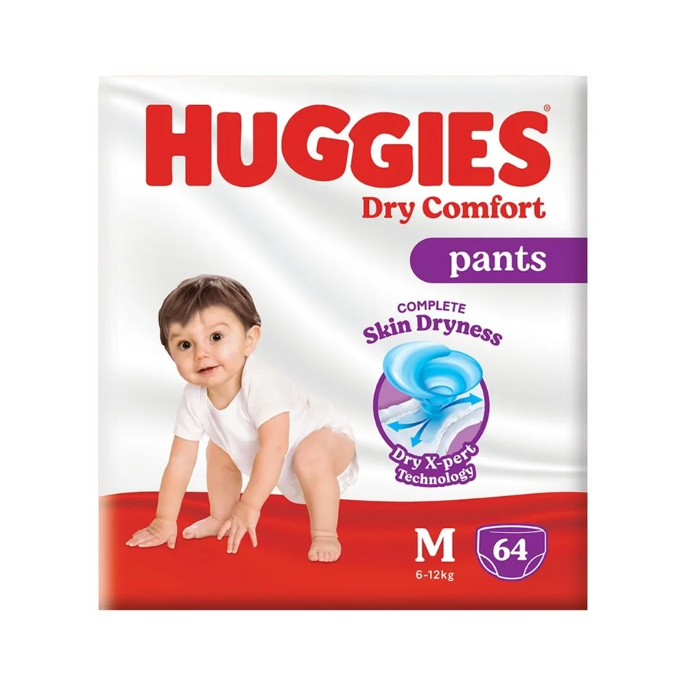 Полная сухость кожи сухие брюки X-pert технологии Huggies удобные подгузники размер М 64 для младенцев