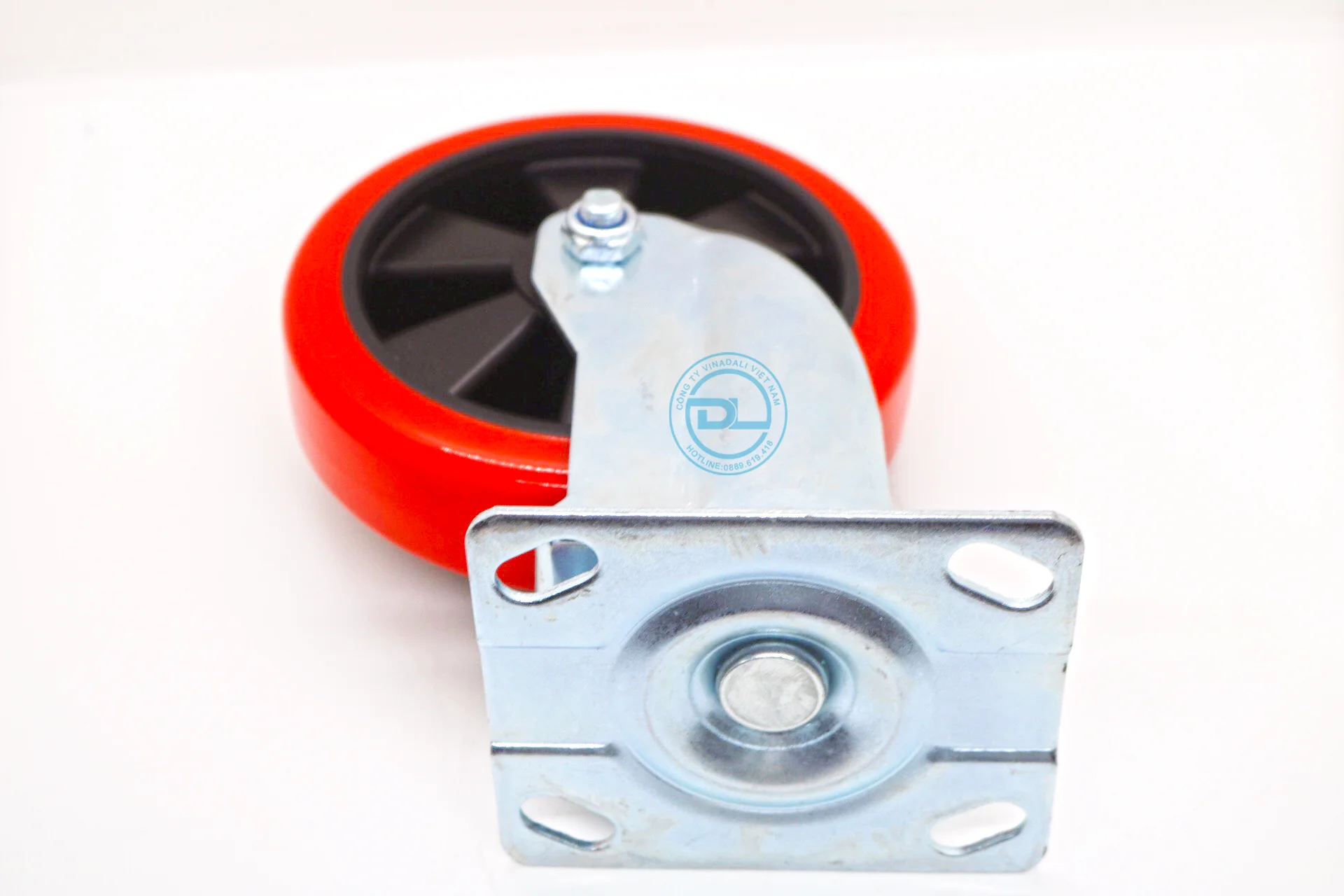 4 Inch Medium Heavy Warehouse Duty Black PP Core Red Polyurethane Revolving Castor Wheels For Trolley