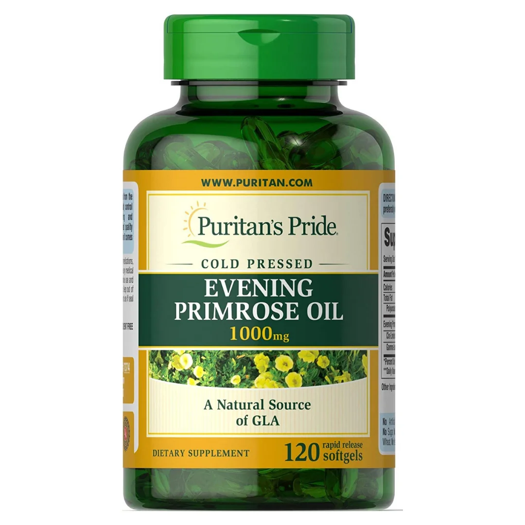 Wholesale Puritans Pride Evening Primrose Oil 1000 mg with GLA 120 Softgels Women Vitamin PMS Supplements USA Distributor