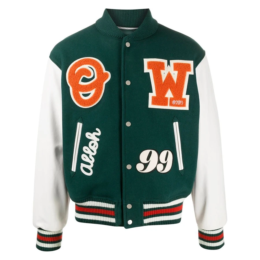 Low MOQ wholesale unisex slim fit color block warm baseball jacket fashion mens thick cotton embroidered patch varsity jacket