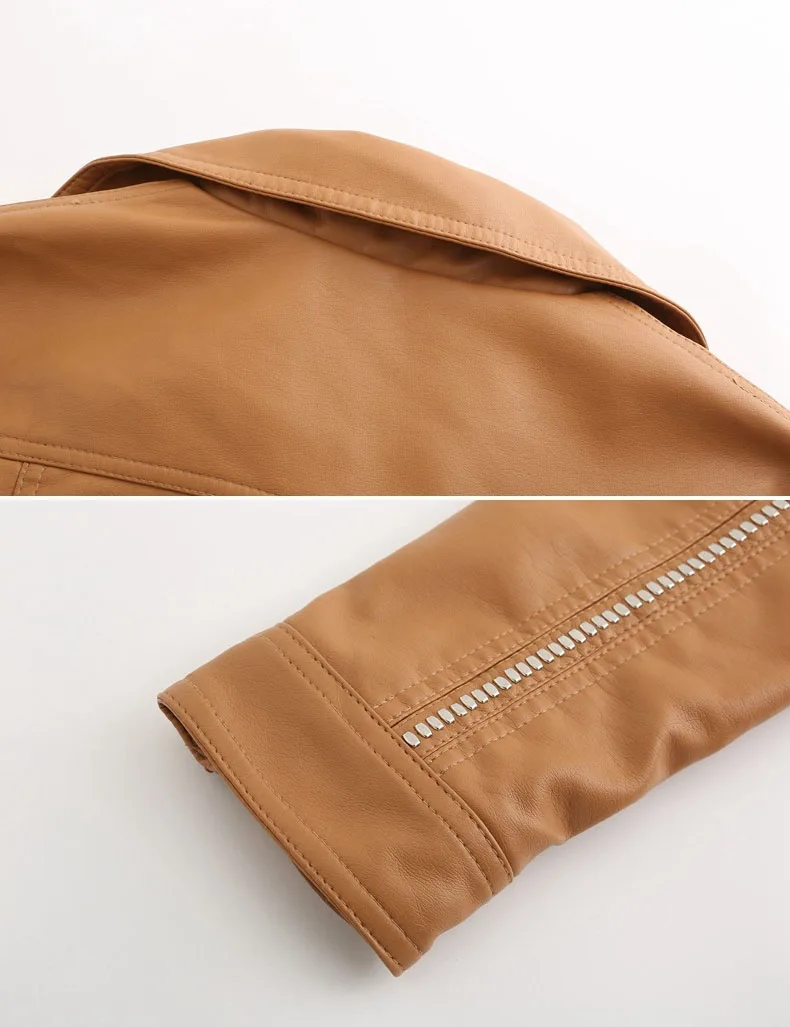 Leather jacket women punk short slim female autumn coat Turn down Collar motorcycle Jacket