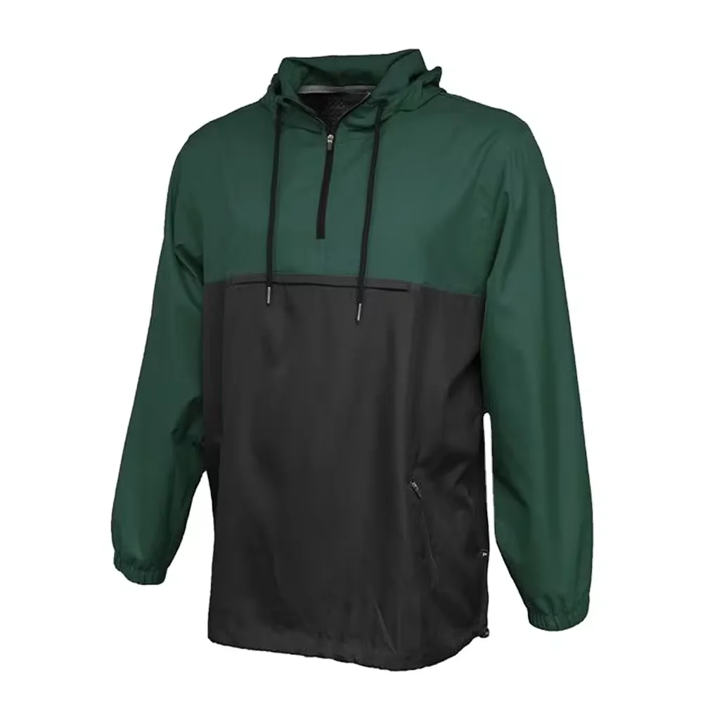 Custom Made Contrast Colors Jackets Waterproof Nylon /Polyester Half Zipper Jackets Anorak Jackets