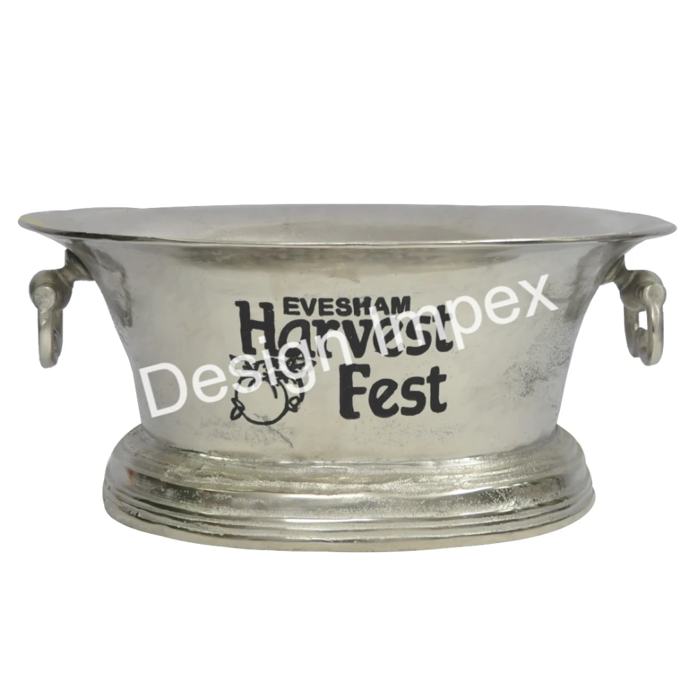 Hot Selling Large Beverage Tub Cast Aluminium Champagne Cooler and Beer Wine Chiller Metal Silver Finished Ice Bucket hot sales