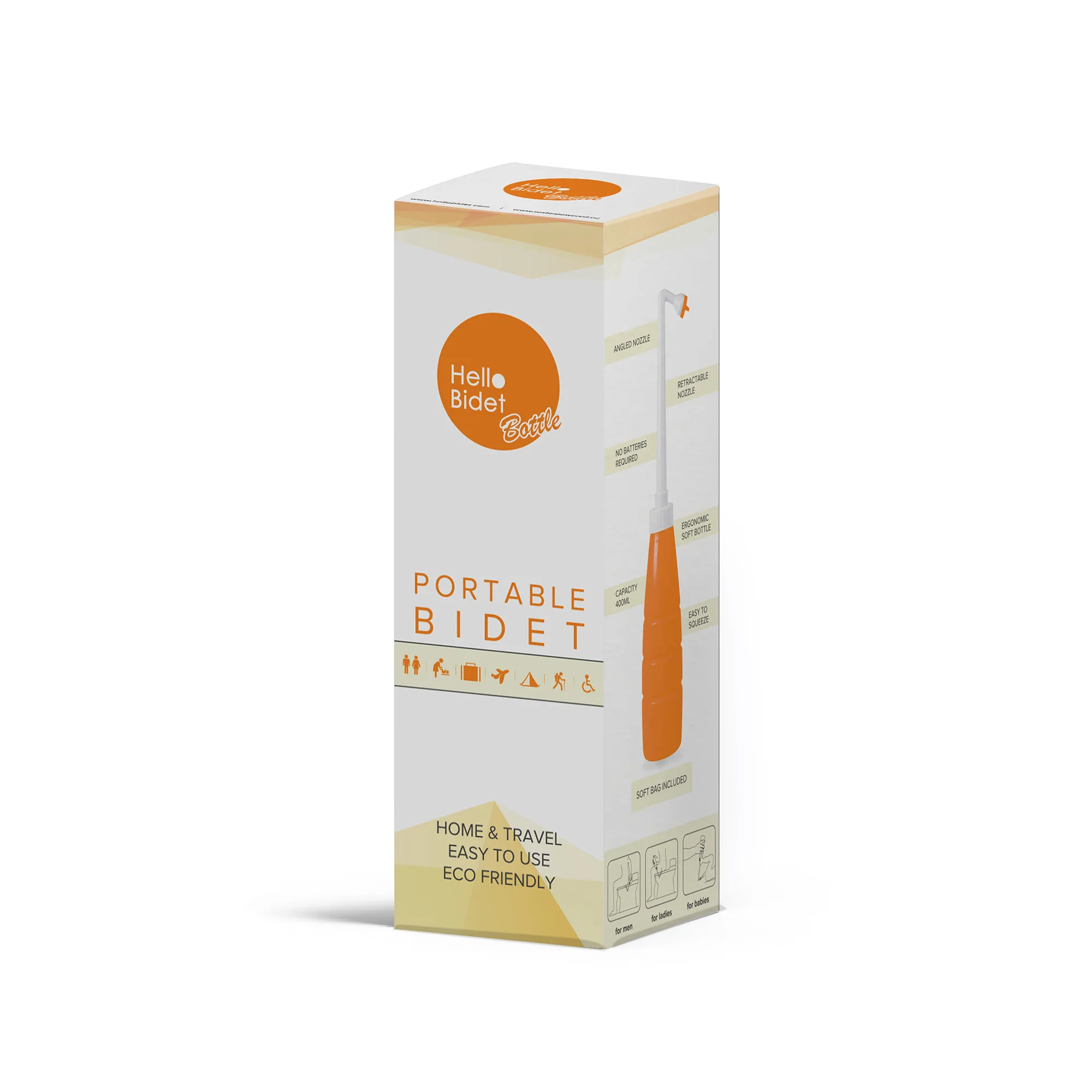 Portable 400ml Italian Soft Bidet Bottle for On-The-Go Intimate Hygiene Travel-Size Bath & Shower Gift Set