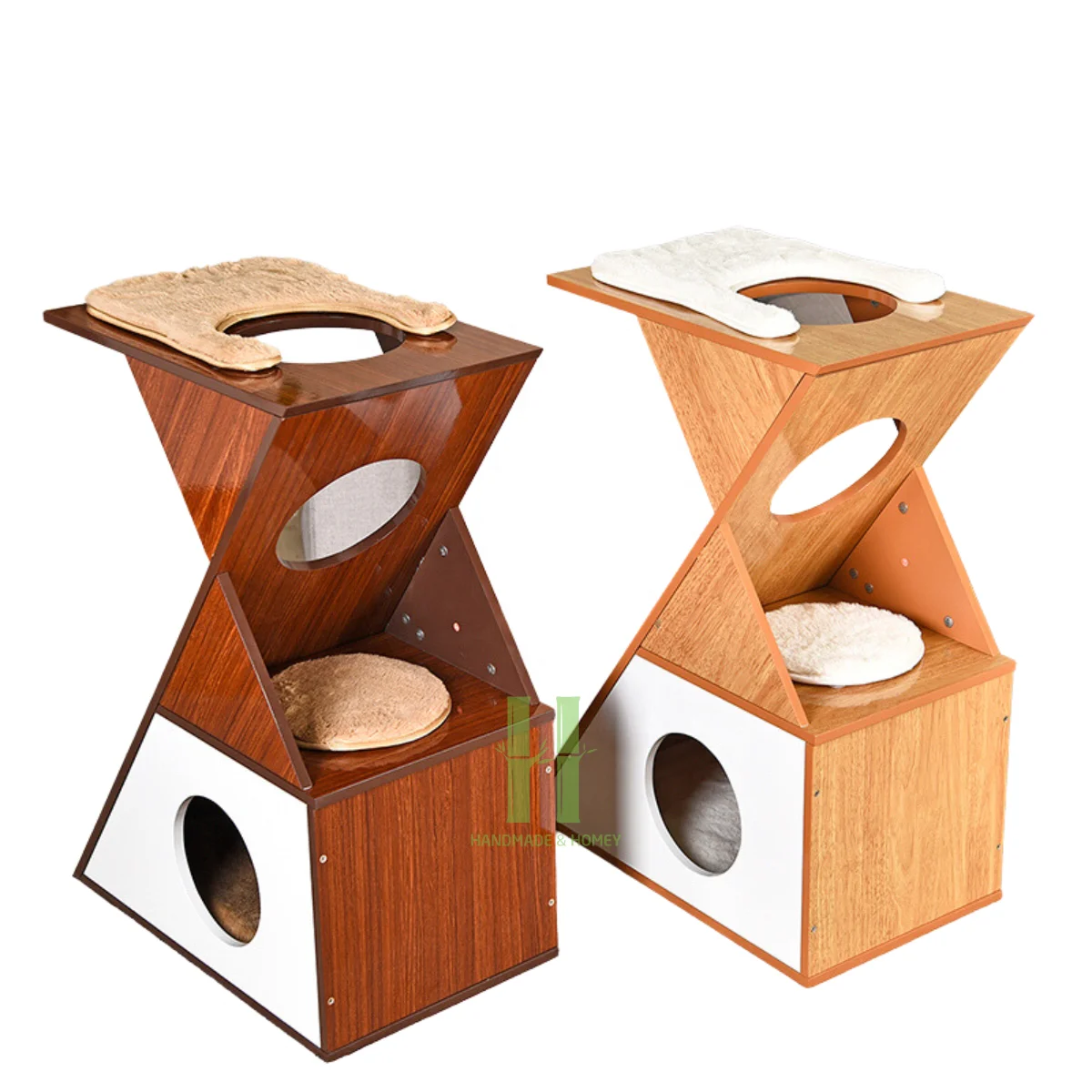 White Two Condo Cat Tower Tree Double Cat Tree Player Variety of Color and Dimension Customize Logo and Package from Vietnam