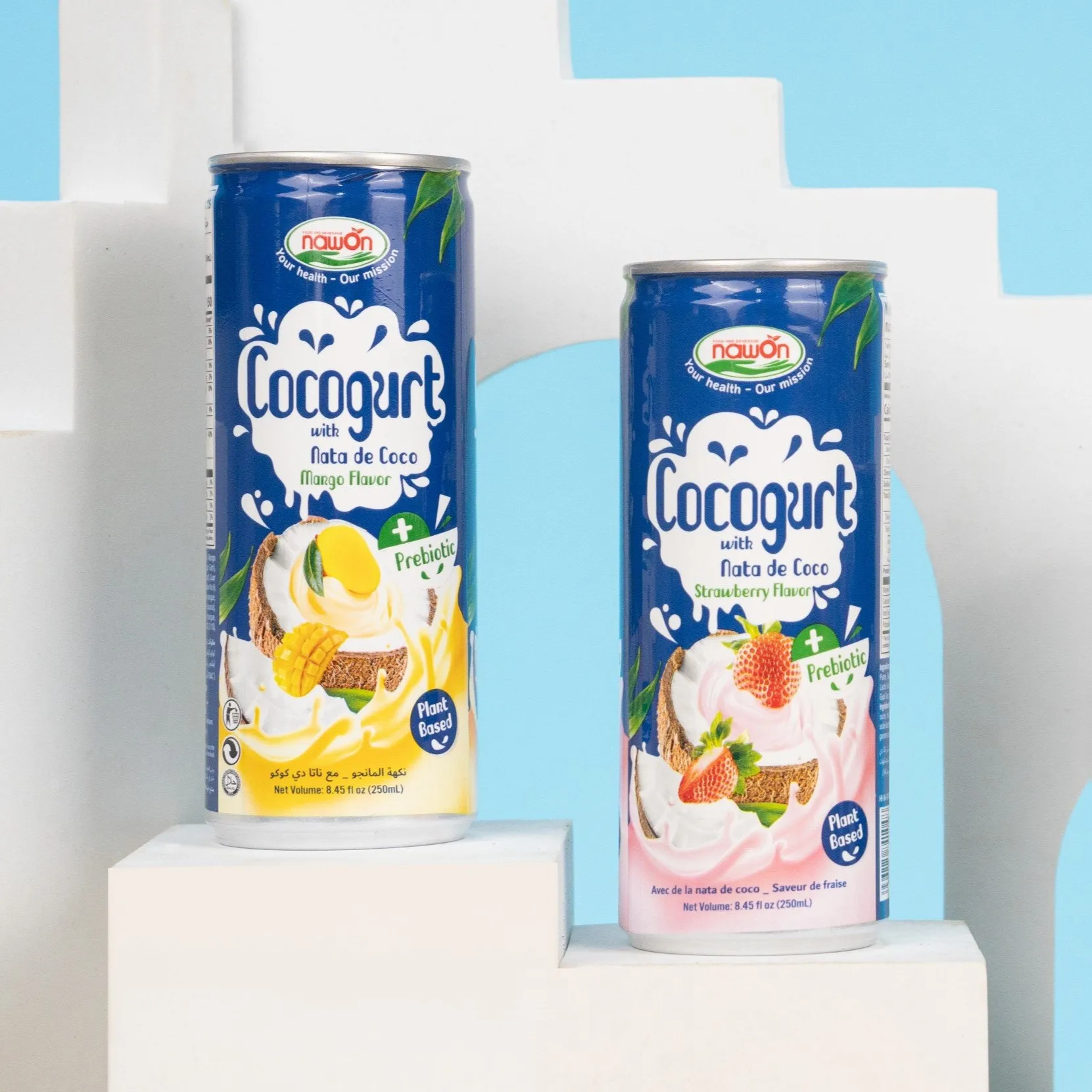 Cocogurt Drink 250ml Canned from Coconut Milk Yogurt Beverage with Prebiotic Strawberry Pineapple Original HALAL Private Label