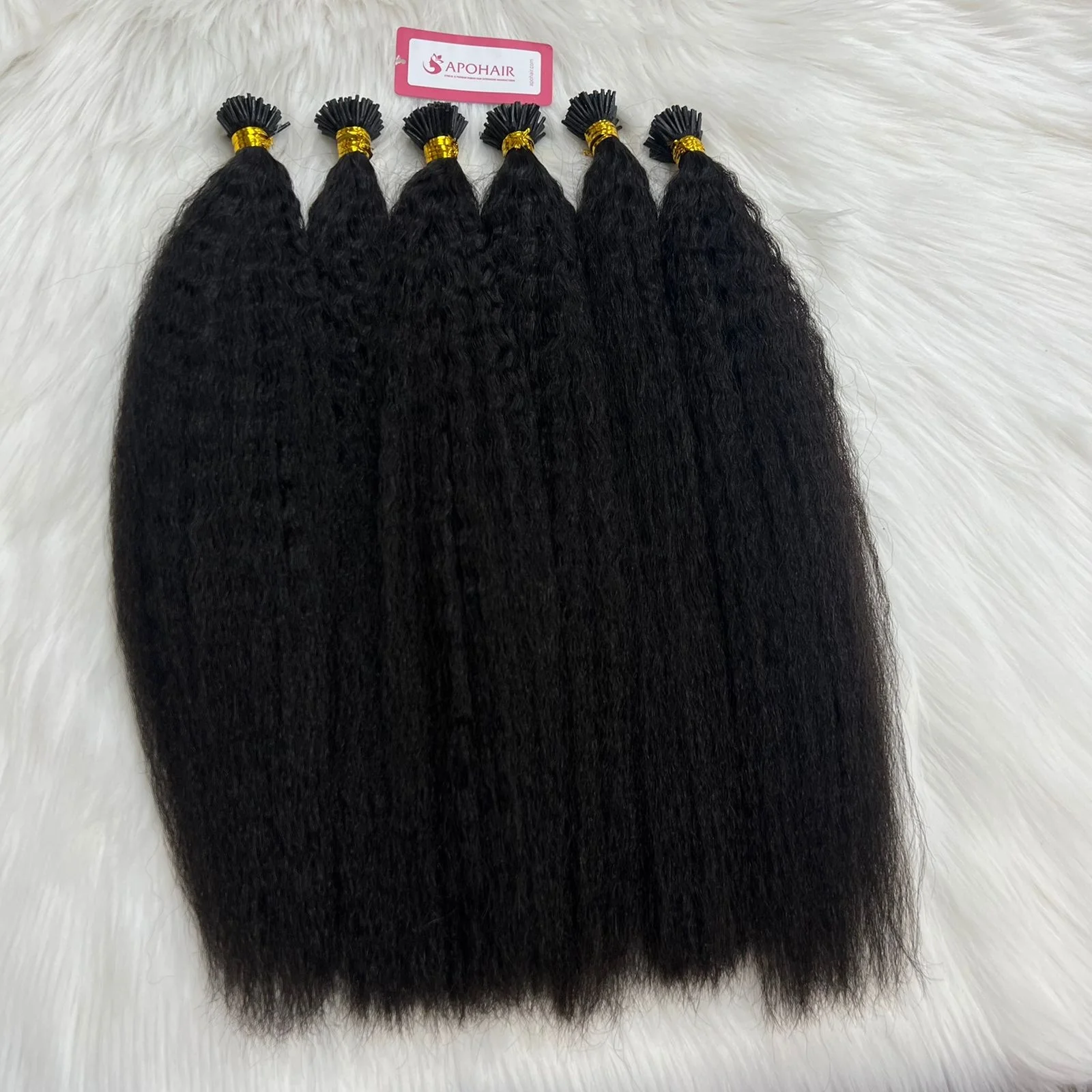 Vietnamese 100% Human  Hair Natural  Color I-Tip Keratin  Hair Kinky Straight  Human  Hair