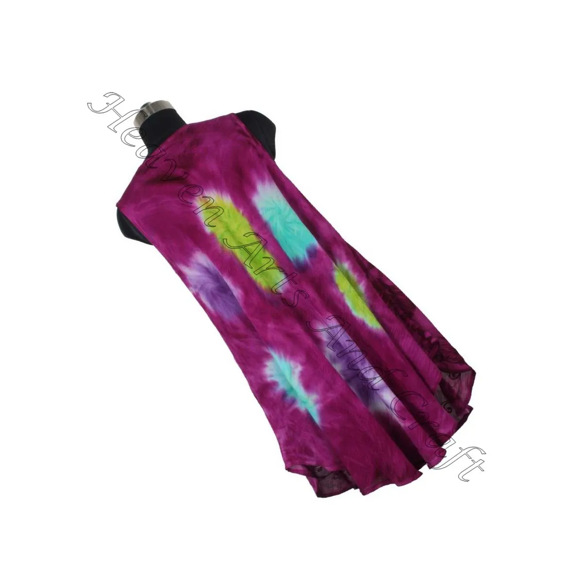 Made In India Round Neck Bohemian Style Tie Dye Beach Wear Sundress Summer Festival Boho Cover Up Maxi Dress