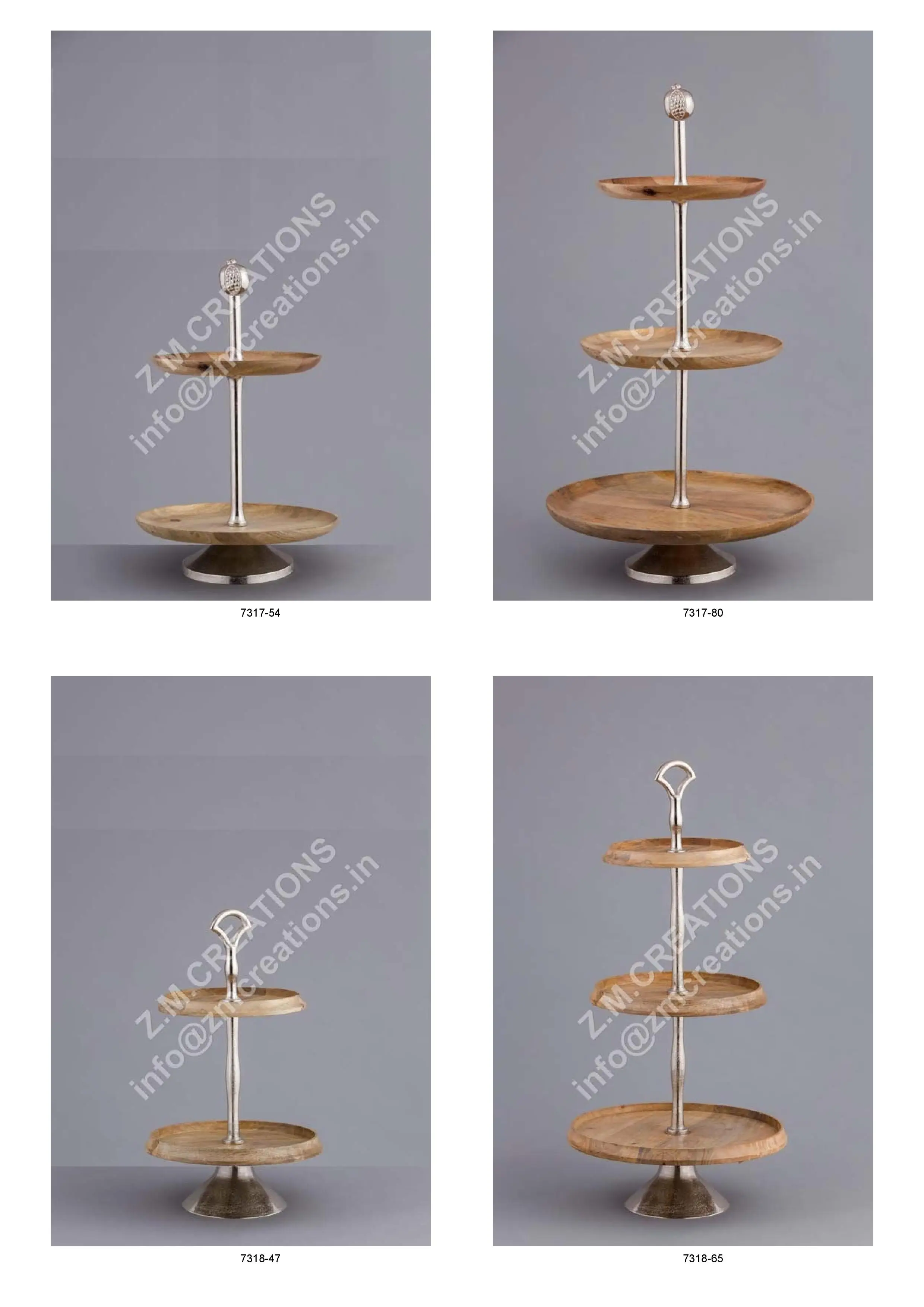 wooden cake stand 2 tier Mango Wood And Aluminum Metal Silver Color Home Wedding Birthday Party Dry Items Hotel Decorative Item