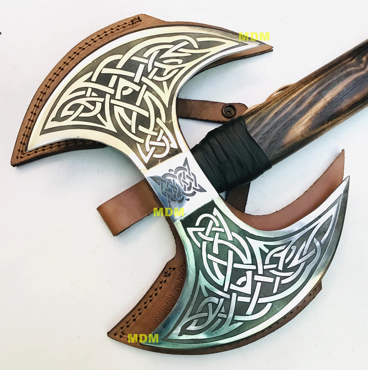 CUSTOM HANDMADE HIGH CARBON STEEL VIKING, TOMAHAWK AXE DOUBLE EDGE BLADE+SHEATH