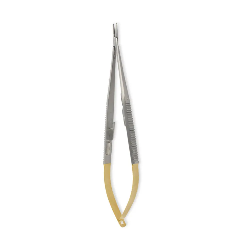 Single Use Less Price Manufacture Barraquer Needle Holder Factory wholesale Golden Handle Needle Holder