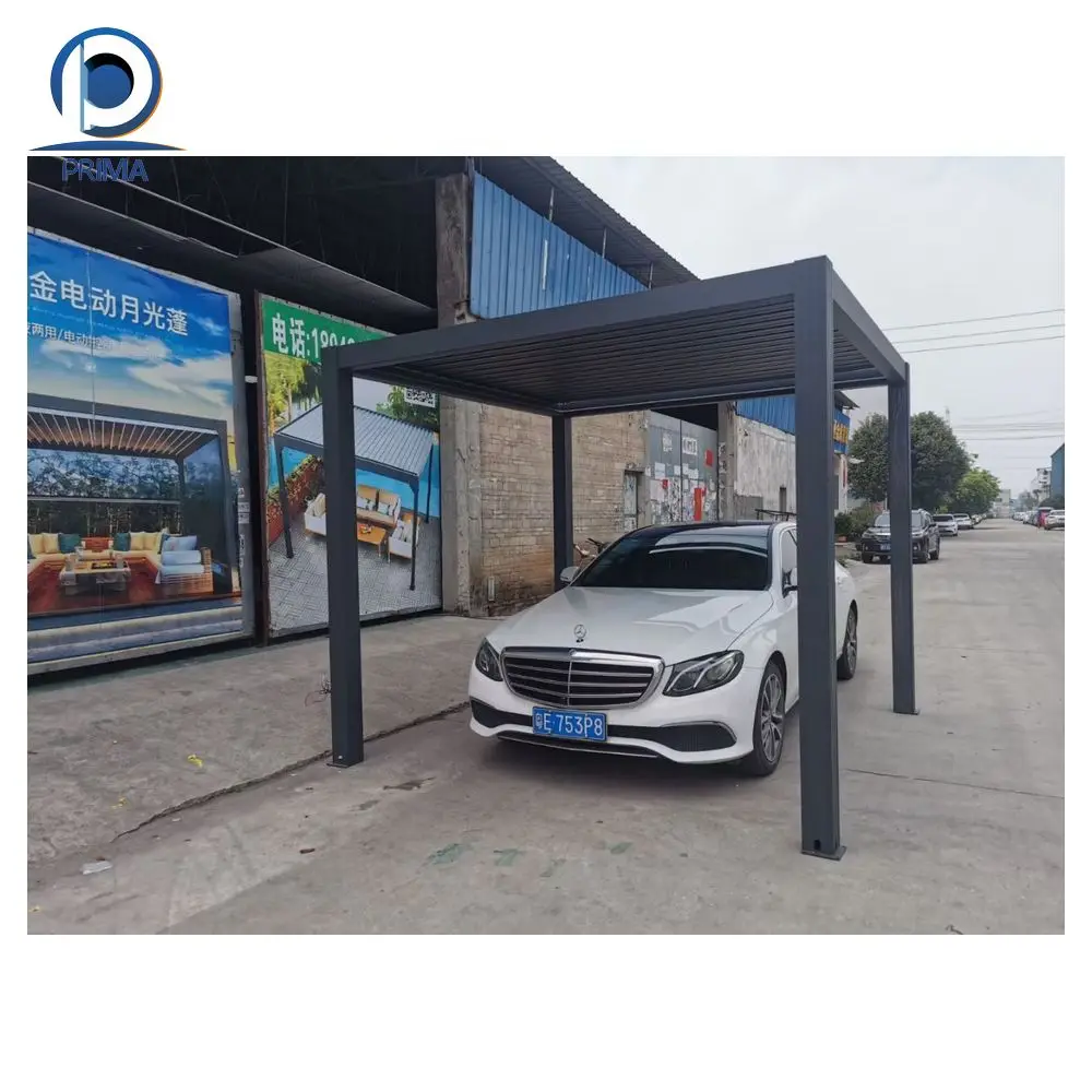 Prima Modern Designs Gazebo Bar Swimming Pool Electric Pergola Roof Motorized Louver Waterproof Free Standing Aluminum Pergola