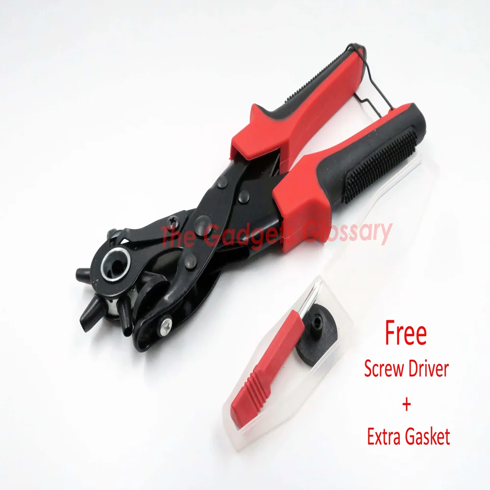 Cheap Price DIY Tools Soft Grip Plastic Handle Pliers with Steel Puncher Reasonable Price Leather Hole Clamp