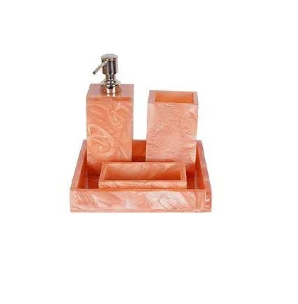 Top selling resin bathroom set Toilet Decor Bathroom Set luxury design 4 Pieces resin pink Bathroom Accessories Set