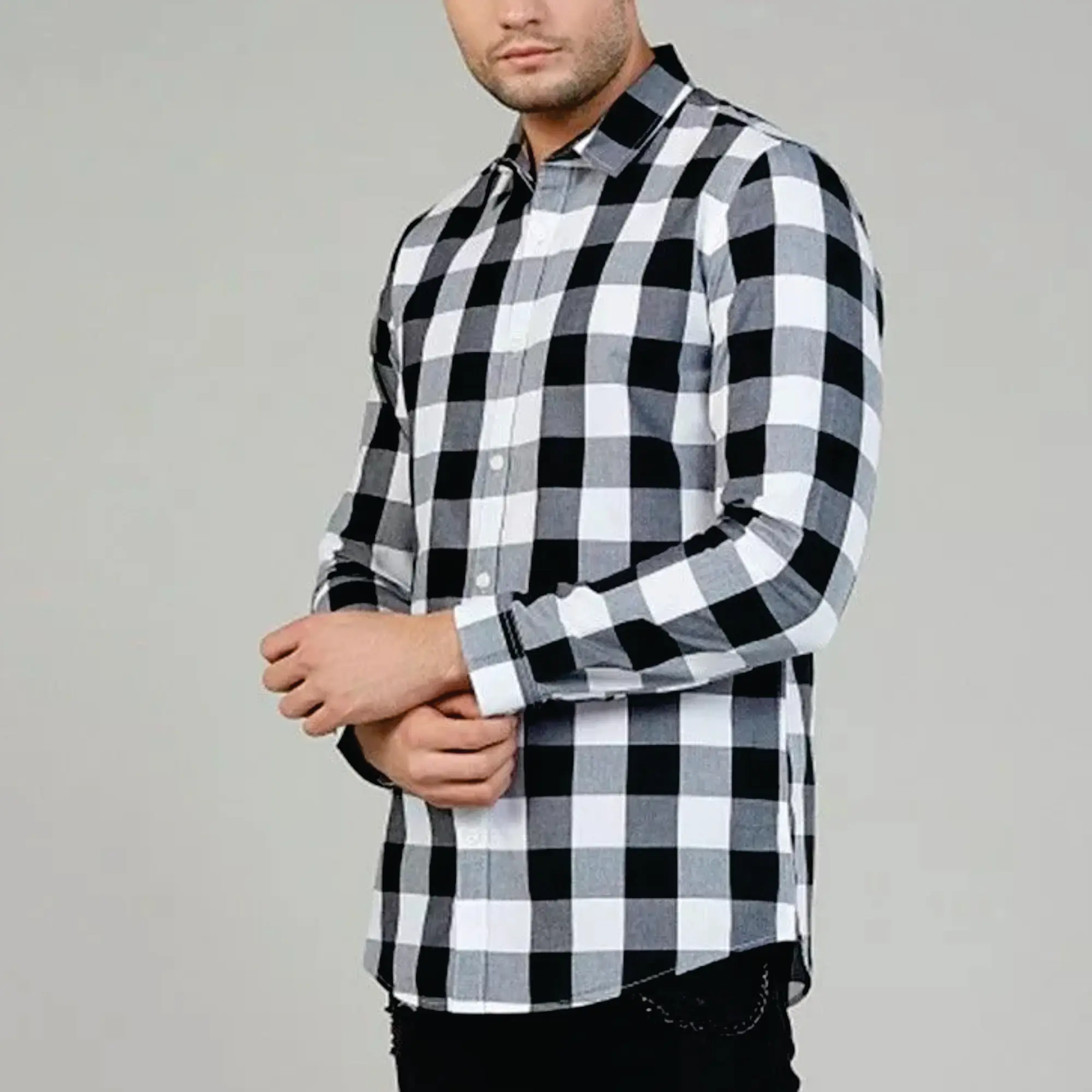 Amazon Hot Style Autumn Casual Shirts for  Men Long Sleeve Shirt Linen Cardigan Stand-Collar Button Up Shirts Men