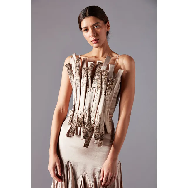 Evening prom wear  women corset and long skirt two piece sets For Women Dresses At garment factory in India