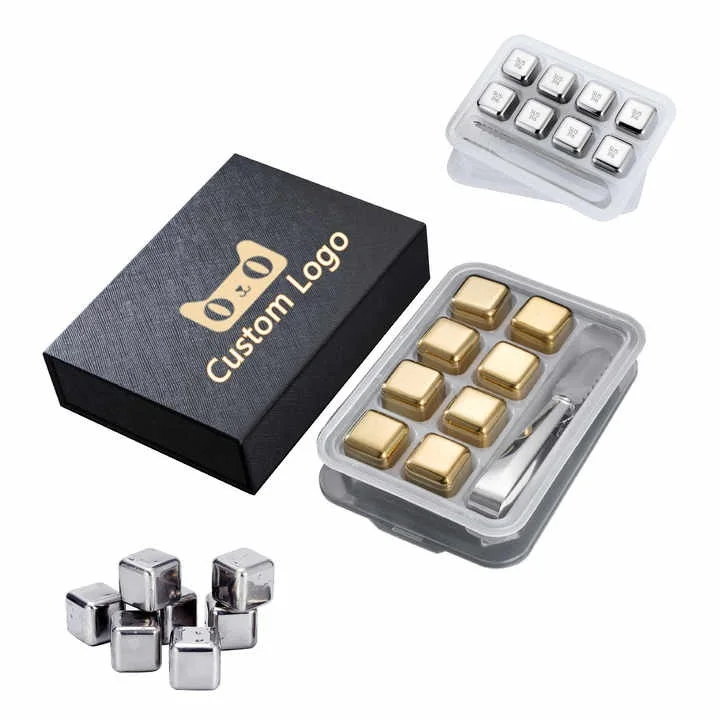 Best Selling Gift Set BPA Free Metal Reusable Chilling Whiskey Stone Stainless Steel Ice Cubes