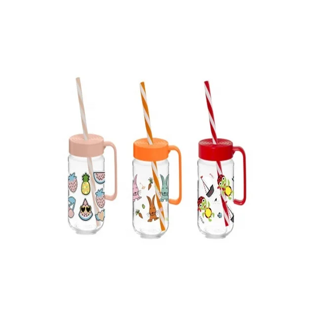 Wholesale bulk jelly glass Camper mug with colorful pp lid tea milk beer crystal clear pp lid sublimation glass mug from turkey