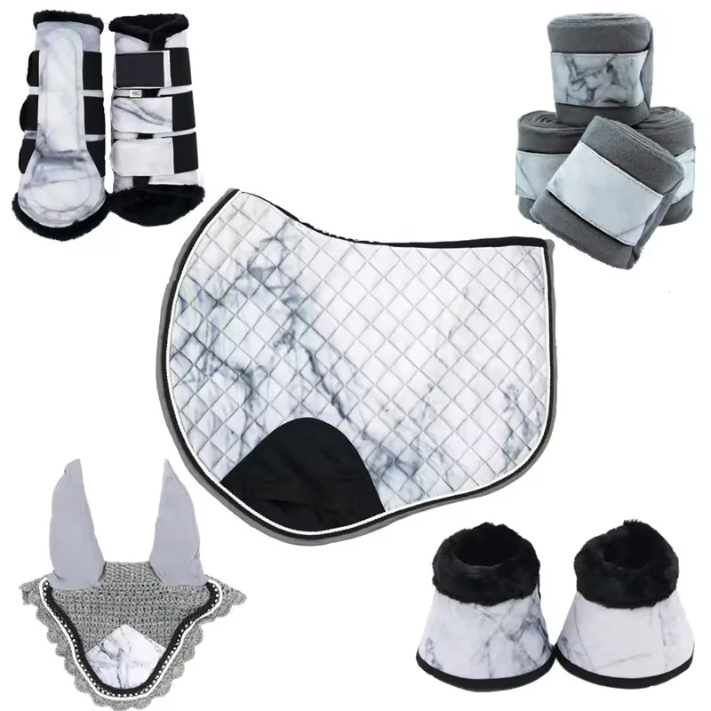 Cow print Saddle Pad matched Set/Sublimation Saddle Pad Set Breathable with black cord polyester filling bamboo lining OEM