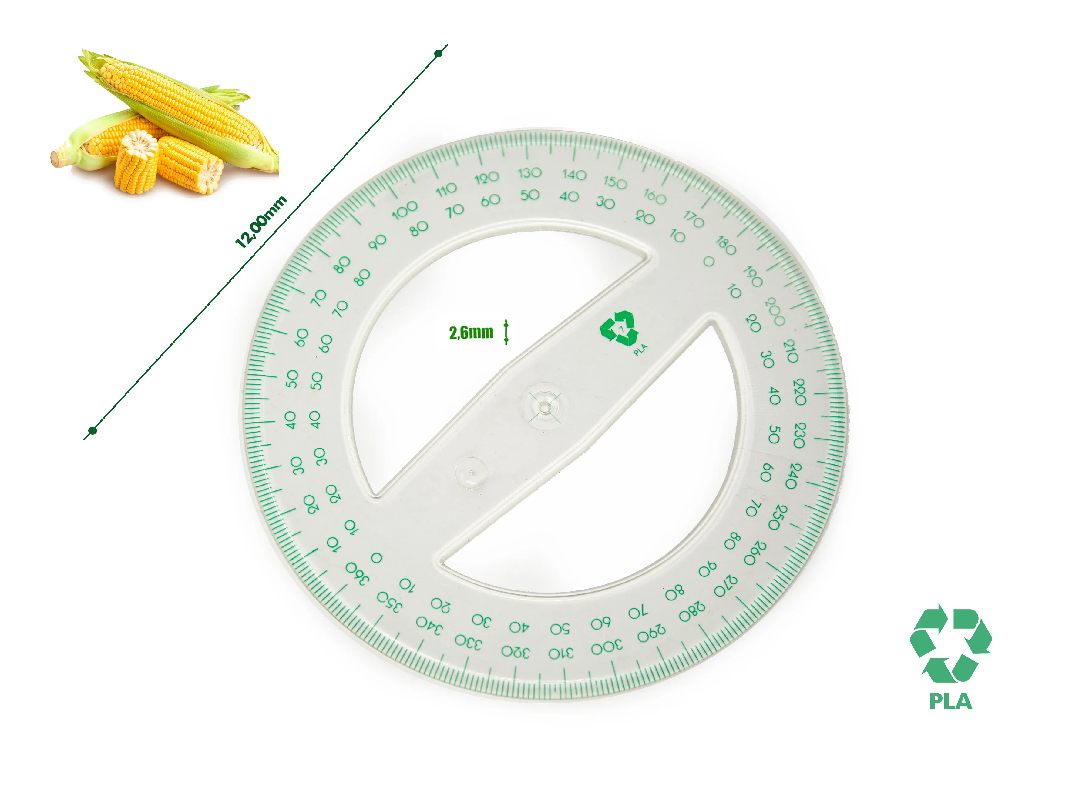 high supplies school supplies stationery polylacticacid biodegradable plastic protractor 12 cm 360 degree for school