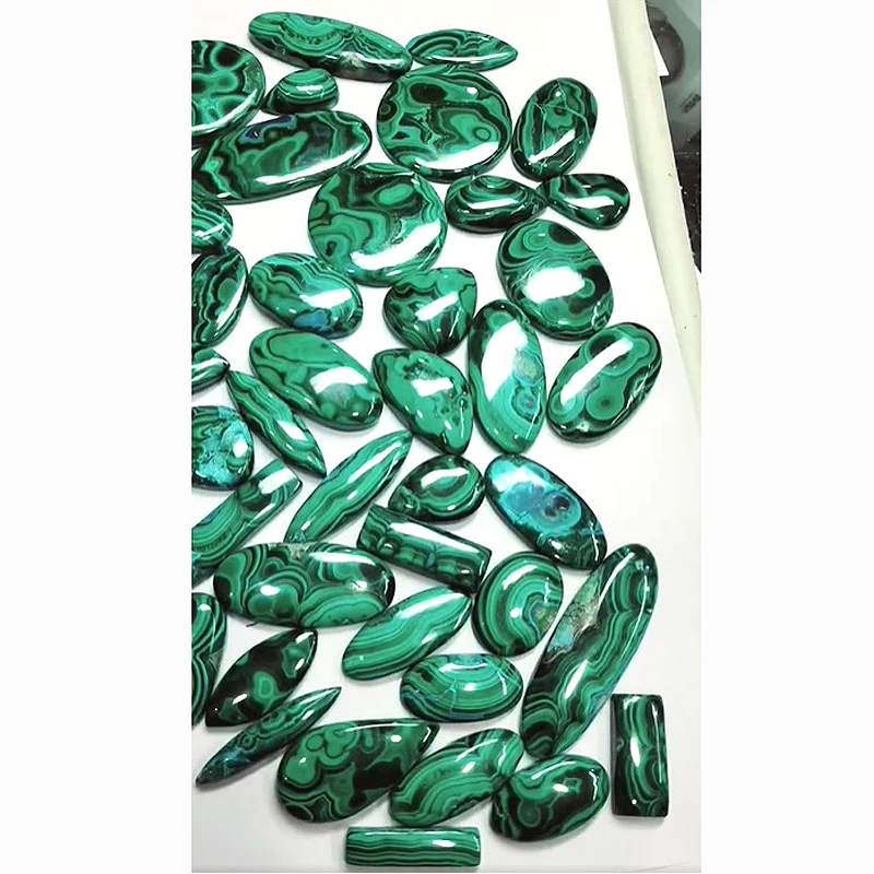 43 Pcs Natural Malachite 30mm to 50mm Oval marquise Round baguette Cabochon 2550 cts lot Iroc sales High quality stone US$112