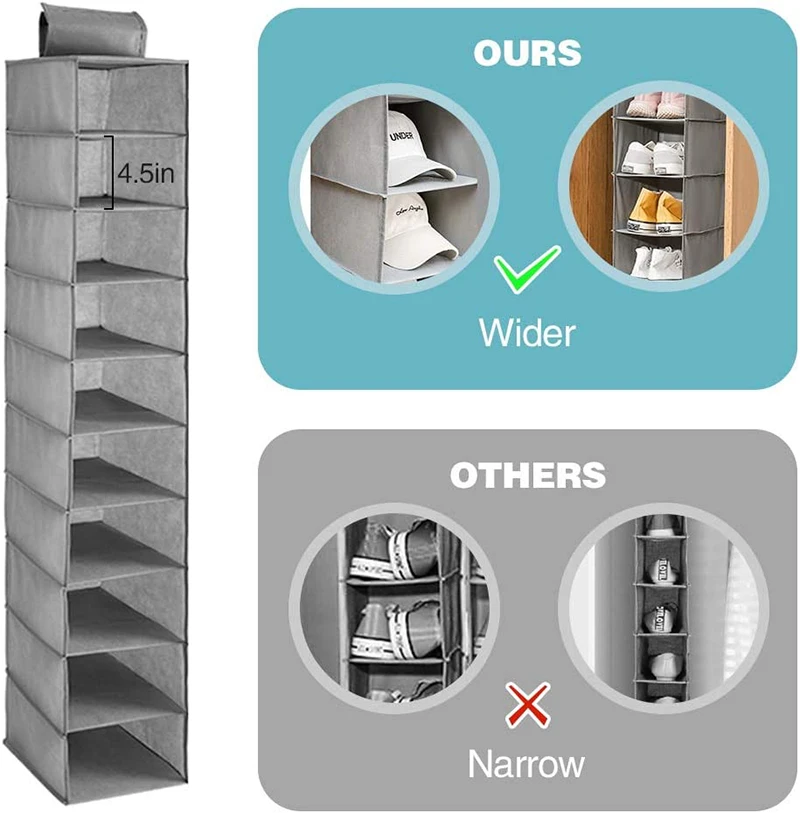 New Arrival Hanging Closet Organizer Shelves Custom 6 Shelf Closet Storage with Socks Storage