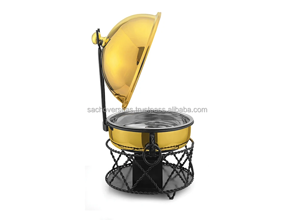 new style black powder coated electric food warmer buffet chafing dish for wedding and parties with golden lid