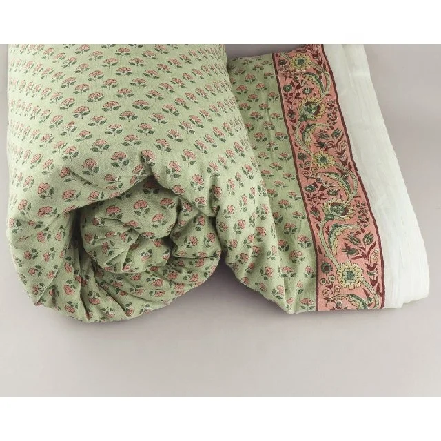 Hand Block Floral Printed Natural Original Pure Indian Handmade Eco Friendly Cotton Fabric For Dress Making