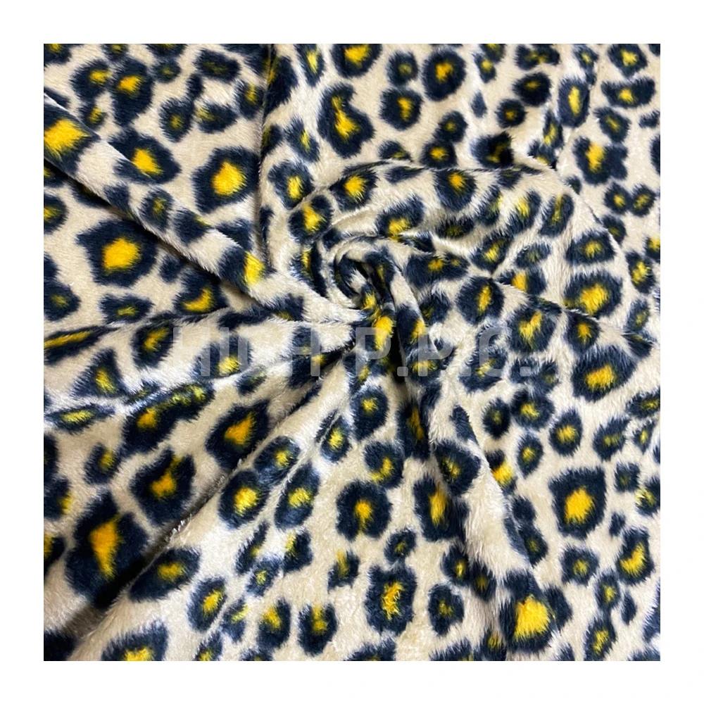 Leopard Printed Velboa 100%Polyester Fabric Super Soft DTY/FDY Wholesale Knitted Minky Plain For Toys Home Textile