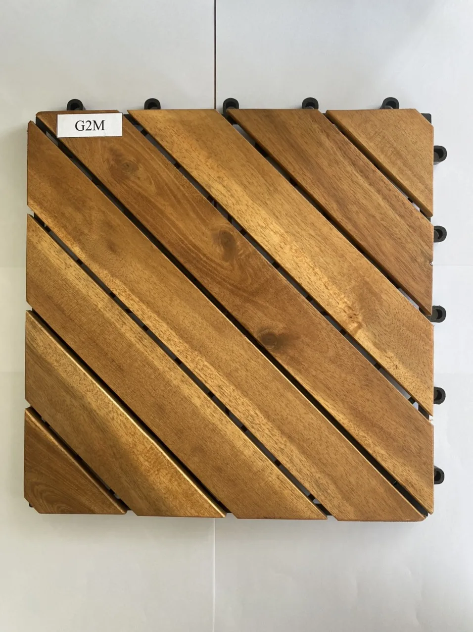 For Outdoor Garden/ Balcony/ Deck Floor High Quality Acacia Wood Deck Tiles 6 Slats Diagonal Interlocking Deck Tiles