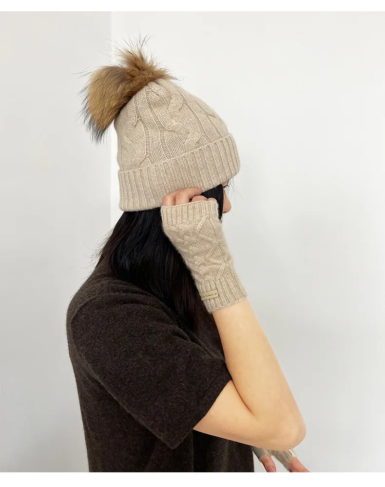 2023 Inner Mongolia Women 100% Cashmere Custom Winter Cashmere Beanie Hat Knitted Custom