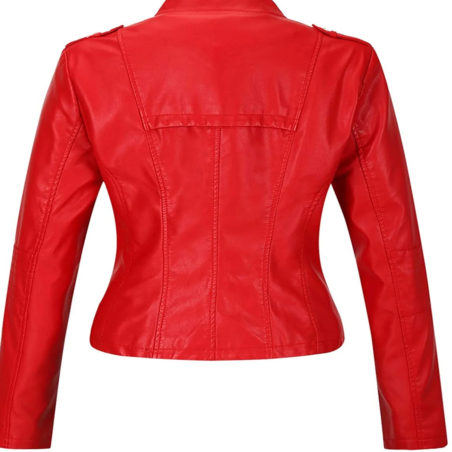 Solid red borg collar Light Color Fashionable Women Leather Jackets Genuine Leather Jacket for Winter Wear Popular custom PU