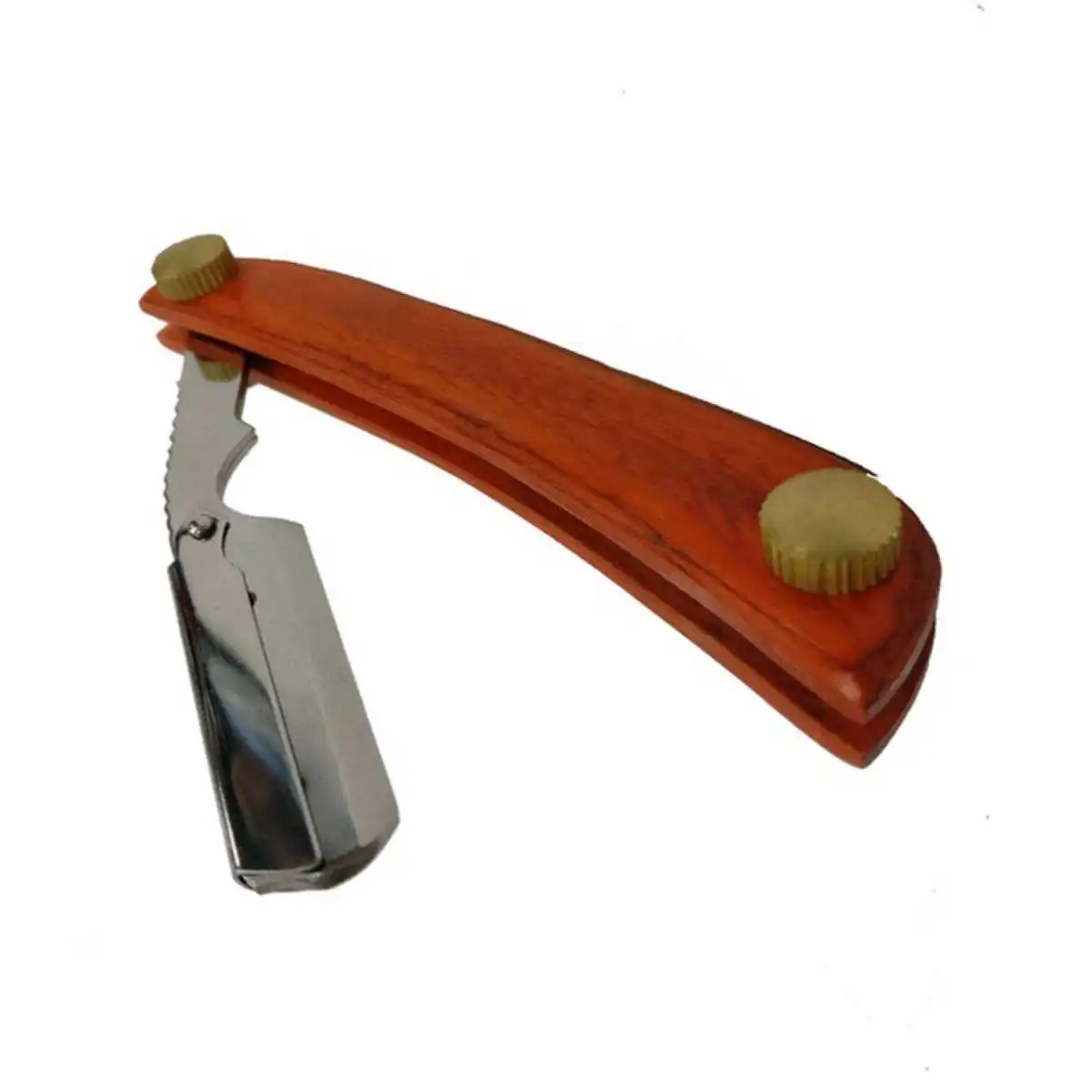 Professional Quality Reusable Razor Stainless Steel Blade Leaf Style Foldable Manual Shaving Wooden Handle Cut Throat Razor