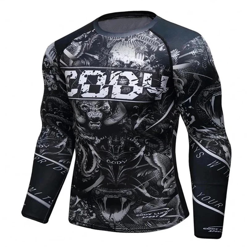 Custom Your Own Logo Sublimation Printed Bjj Rashguard Quick Dry Men Rash Guard MMA Grappling Shorts