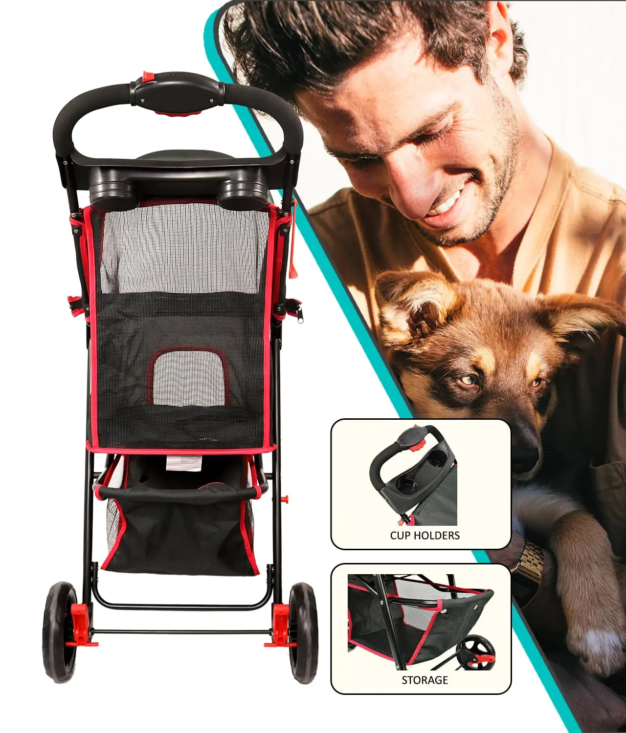 TH-PSP-093 Vietnam Factory Price Rotate Wheels Pet Stroller Walking Cage Pet Cart Carriers
