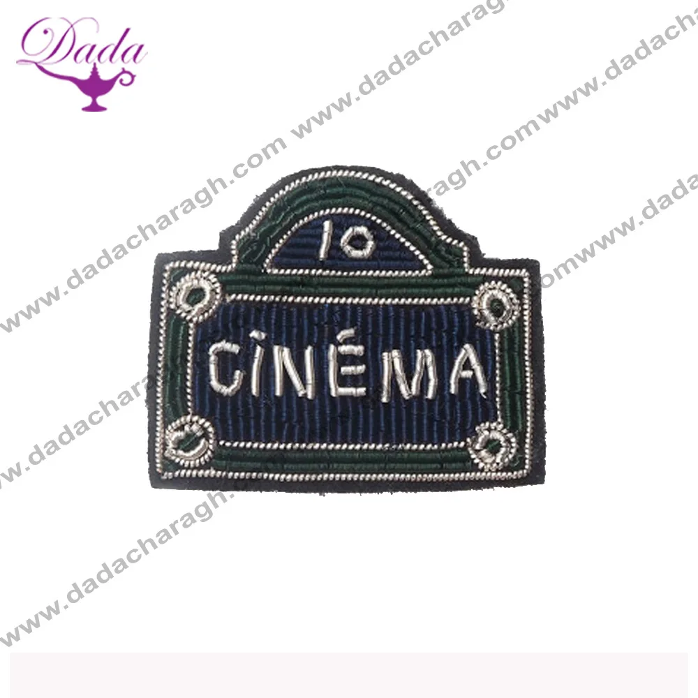 Brooch - Street sign brooch hand embroidery brooch badges Bullion wire fashion jacket Indian China embroidered patches Motif bla