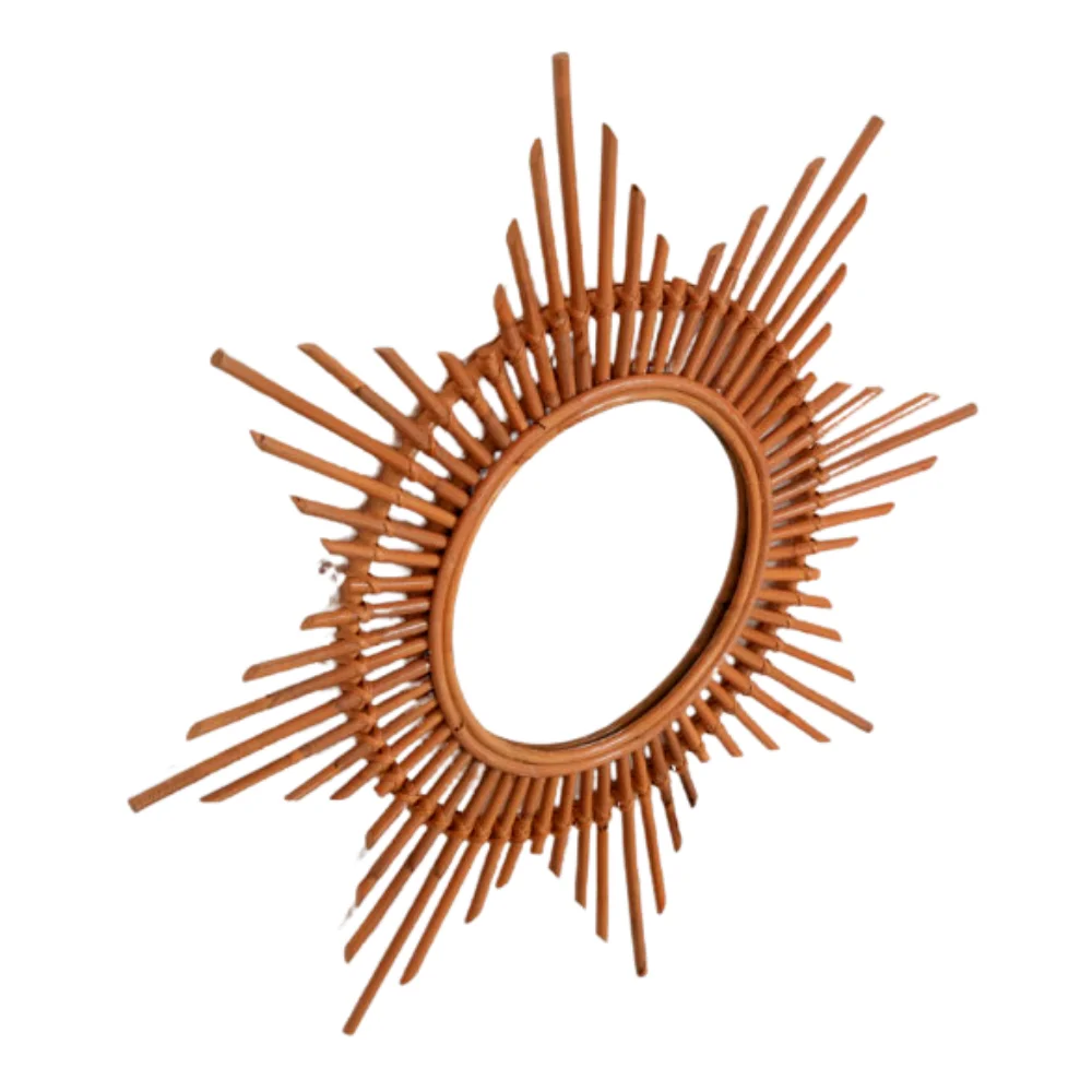 Amazon Best Sell New Design Low MOQ Beautiful Vintage Classic Natural Rattan Mirror Wall Home Decor Made In Viet Nam