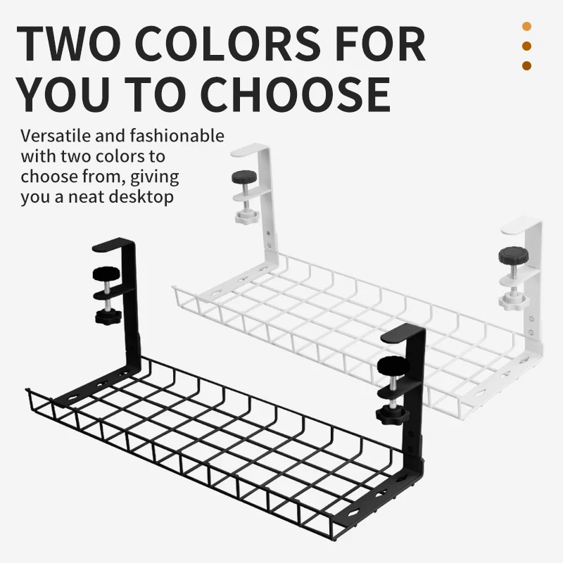 Accept customization No Drill Wire Mesh Trays Under Desk Cable Management Tray Storage Rack