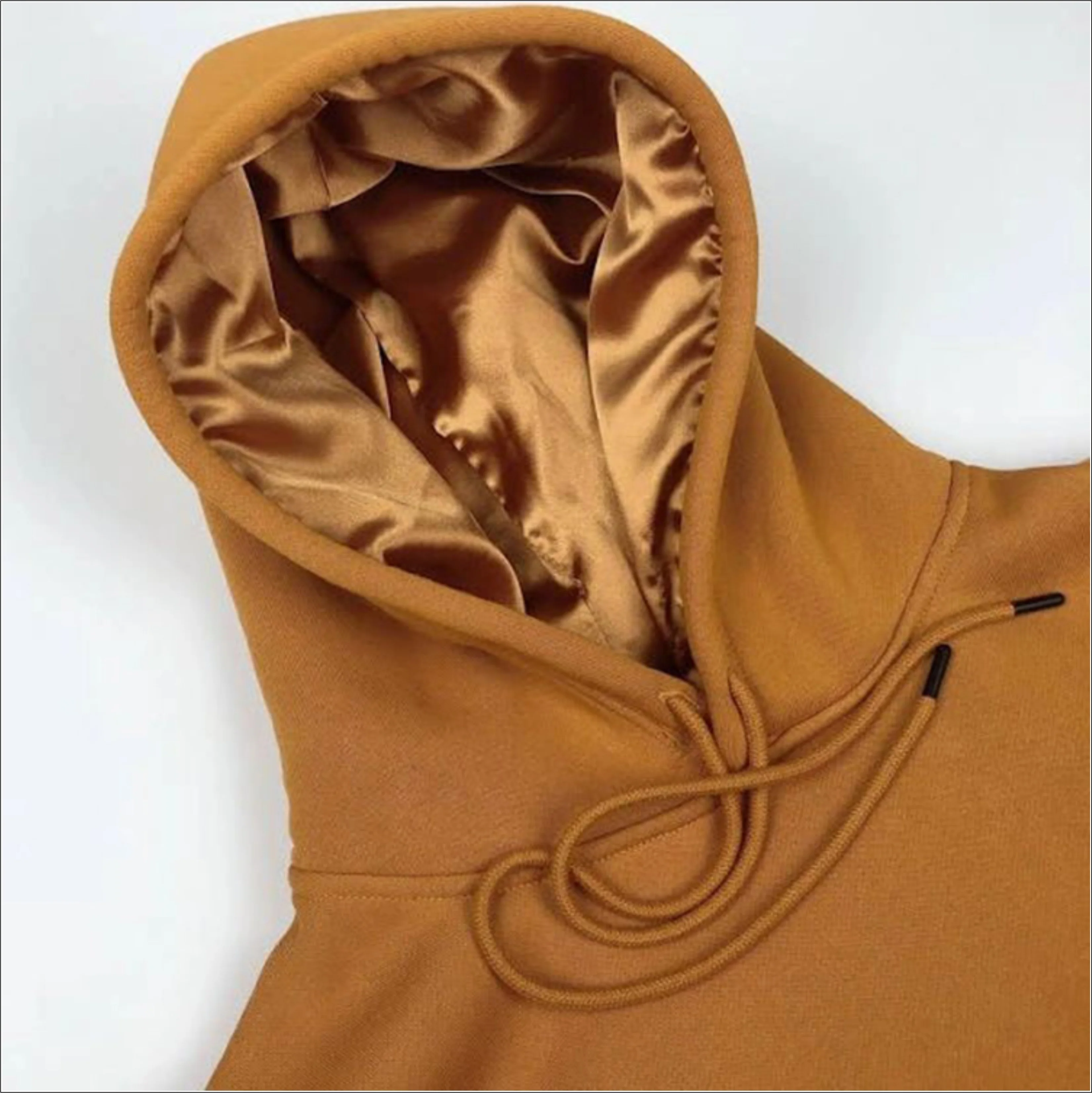 Luxury Custom 100 Cotton Fleece Sweatsuit Oversized Satin Lined Silk Hooded Hoodies-pure solid color satin lined hoodie for men