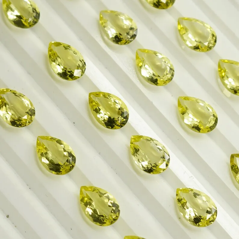Yellow Crystal Lemon Quartz Faceted Gemstone Citrine Quartz Pear Cut For Making Jewelry Wholesale Supply