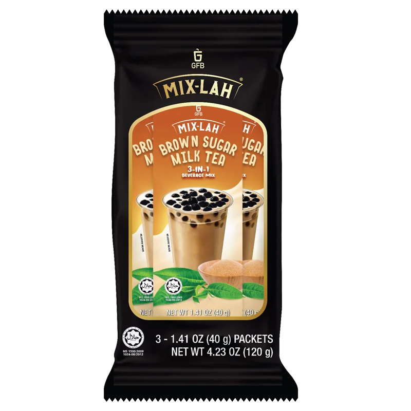 Halal Product Instant Beverage Mix 3-in-1 Sachet Drink Brown Sugar Milk Tea 30g x 4 packs