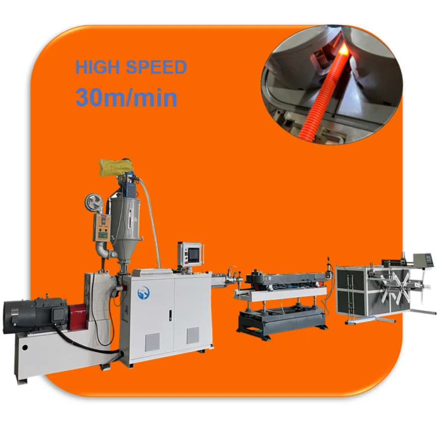China Hot Sale 3/4 Flexible Pp Pvc Pe Polyethylene Single Wall Electric Corrugated Hose Pipe making production line