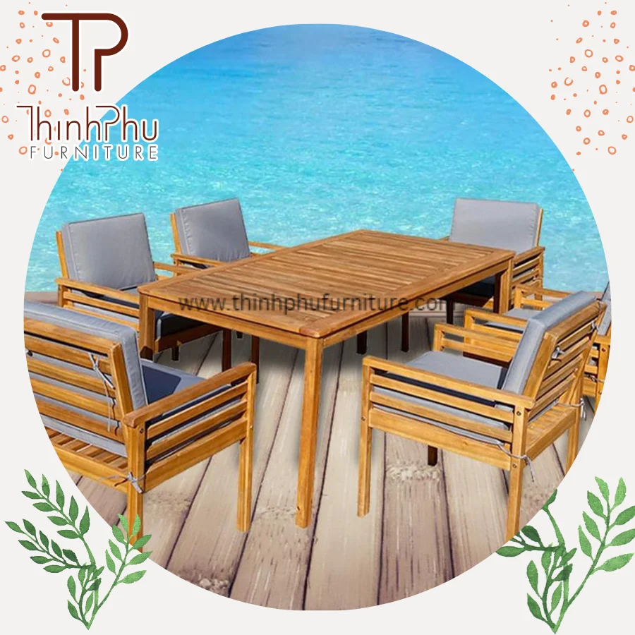 Modern Dining Set 6 Dining Chairs - Wood Modern Luxury Vietnam Supplier Furture Outdoor Outdoor Furniture Contemporary 6 Seater