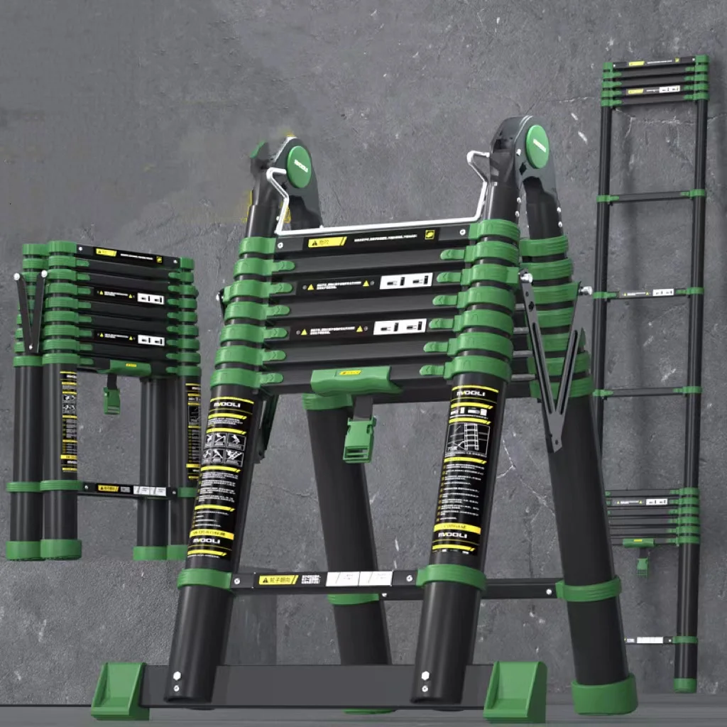 Telescopic folding ladder extended aluminum alloy herringbone ladder, portable multi-purpose ladder rack