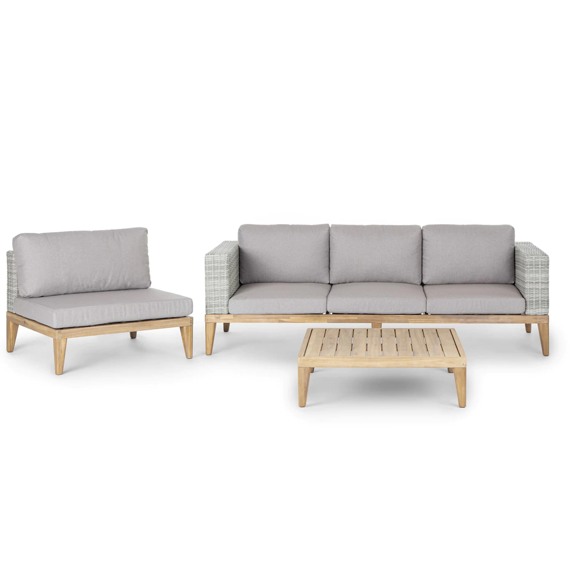 Outdoor Furniture Sofa Set Teak Wood Synthetic Rattan Comfortable Garden Chair Apartments Villas Durable Fabric Material-Ciselia