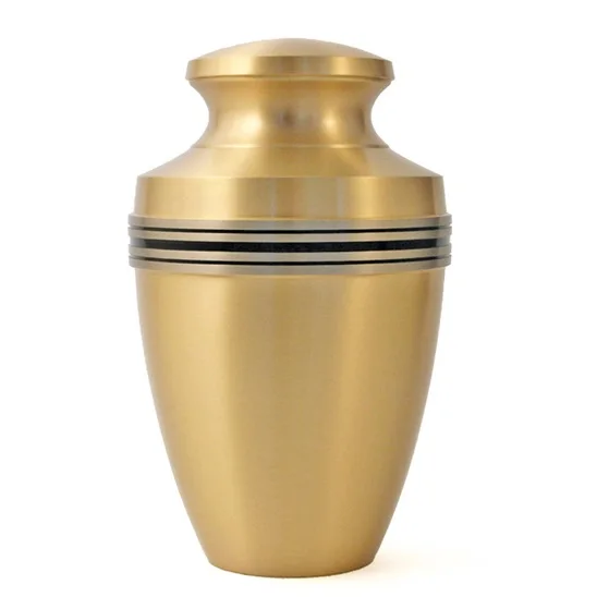 Antique Metal Urn for Adult Human Ashes Banded Brass Cremation Funeral Urn Top Leading Design for Memorial Storage