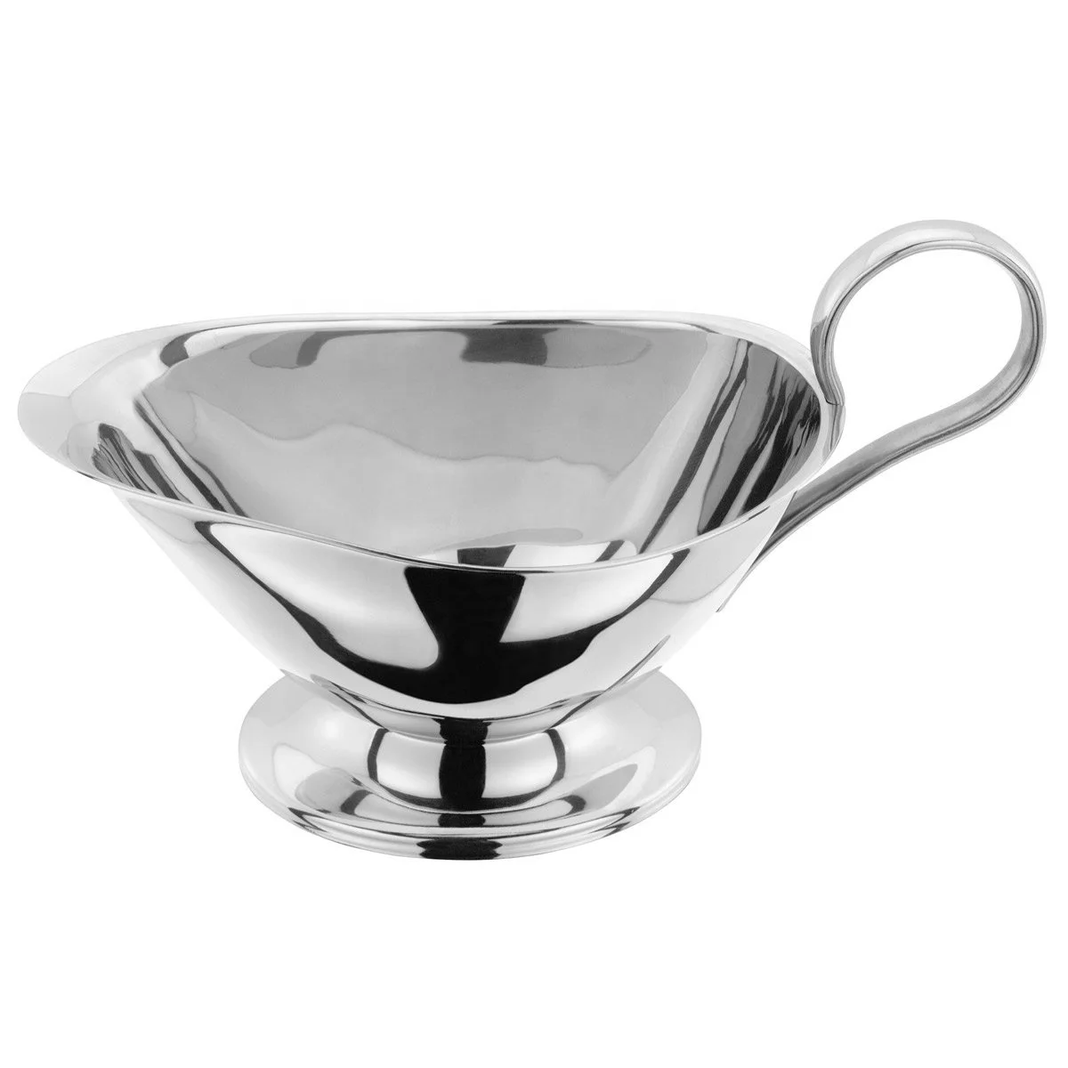New Quality Silver Mirror Finished Easy Pour Dishes Gravy Boat Stainless Steel Sauce Boat Gravy 2 in 1 bowls