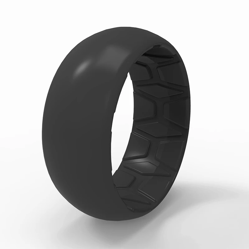 Hot Selling Customized Sport Silicone Finger Rings Breathable Airflow Inner Grooves Step Edge Design Silicone Rings