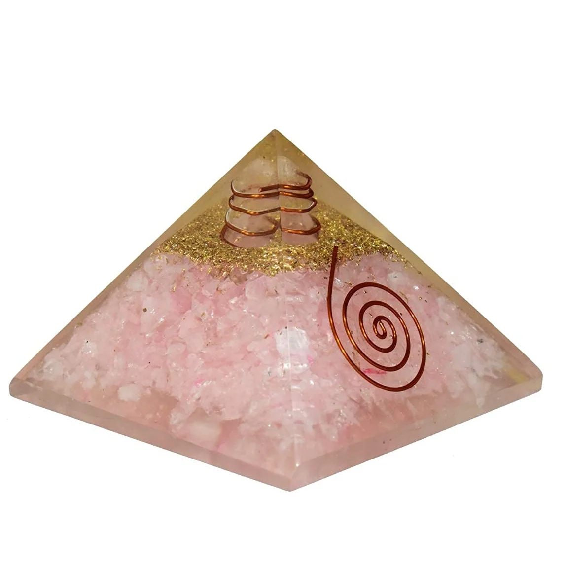beautiful orgone pyramid gemstone Rose flower of Life Pink natural love OEM customization pyramid from crystals supply india