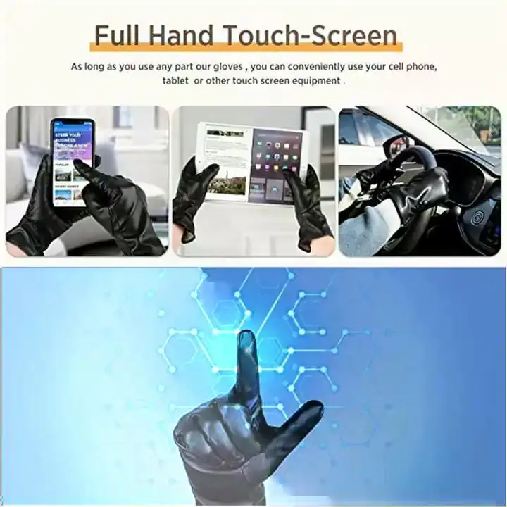 Wool Lining Outdoor Winter Sheepskin Leather Gloves Sheepskin thickened Driving Genuine Leather Mittens Gloves With Custom Logo